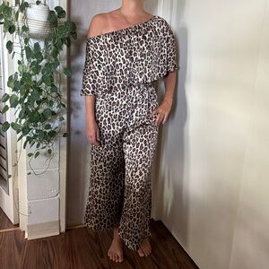 Show Me Your Mumu Cheetah Print Rowe Ruffle Jumpsuit Women’s Size Small